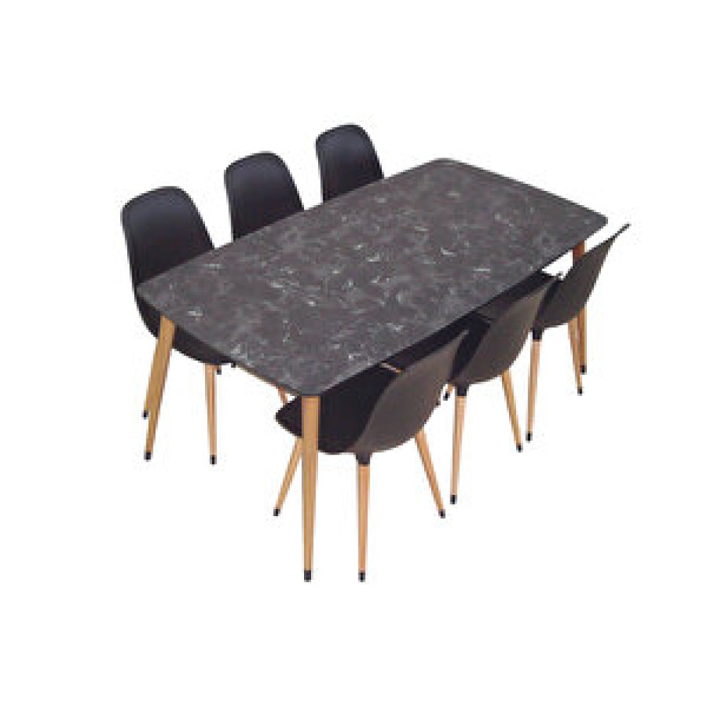 Netaks Yemek Masası Mutfak Masası 90x167 Cm Ahşap Ayaklı Siyah Masa, 6 Adet Abant Ahşap Ayaklı Sandalye Yemek & Mutfak Masası Fiyatı