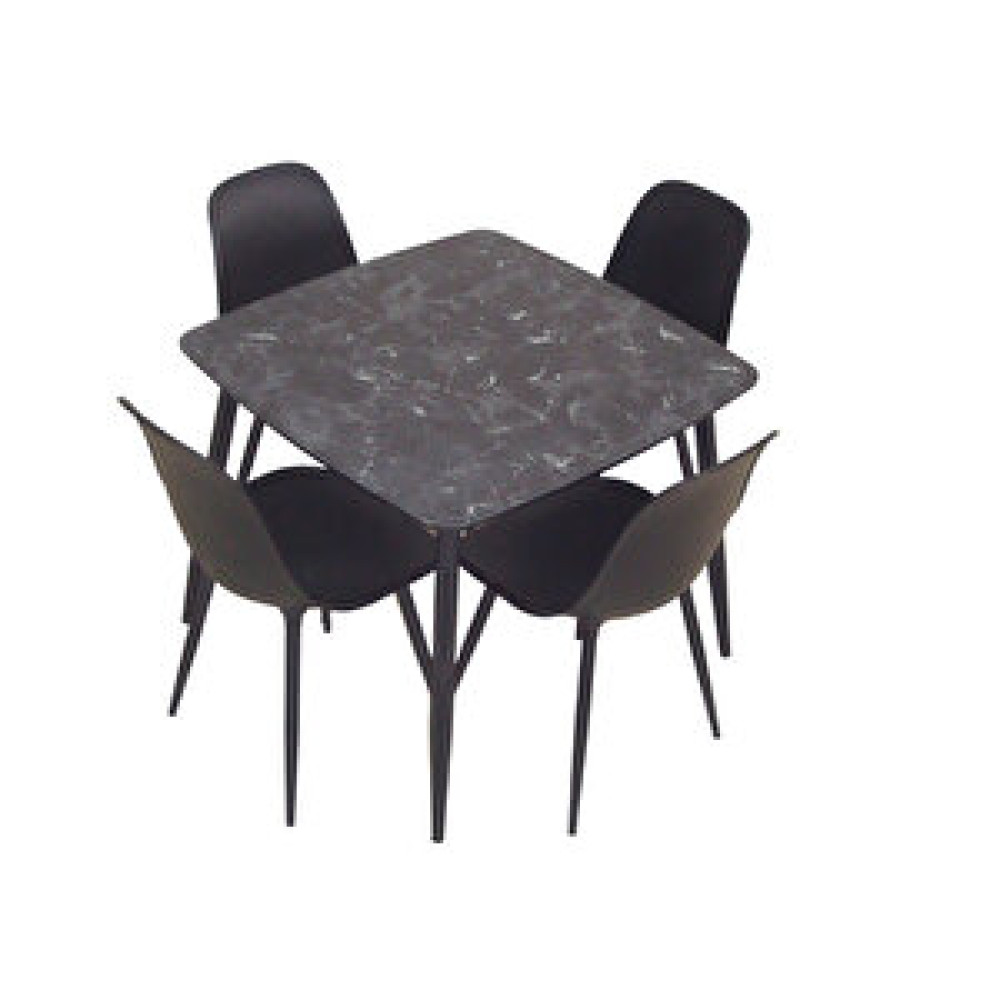 Netaks Yemek Masası Mutfak Masası 90x90 Kare Metal Ayaklı Siyah Masa, 4 Adet Abant Metal Ayaklı Sandalye Yemek & Mutfak Masası Fiyatı