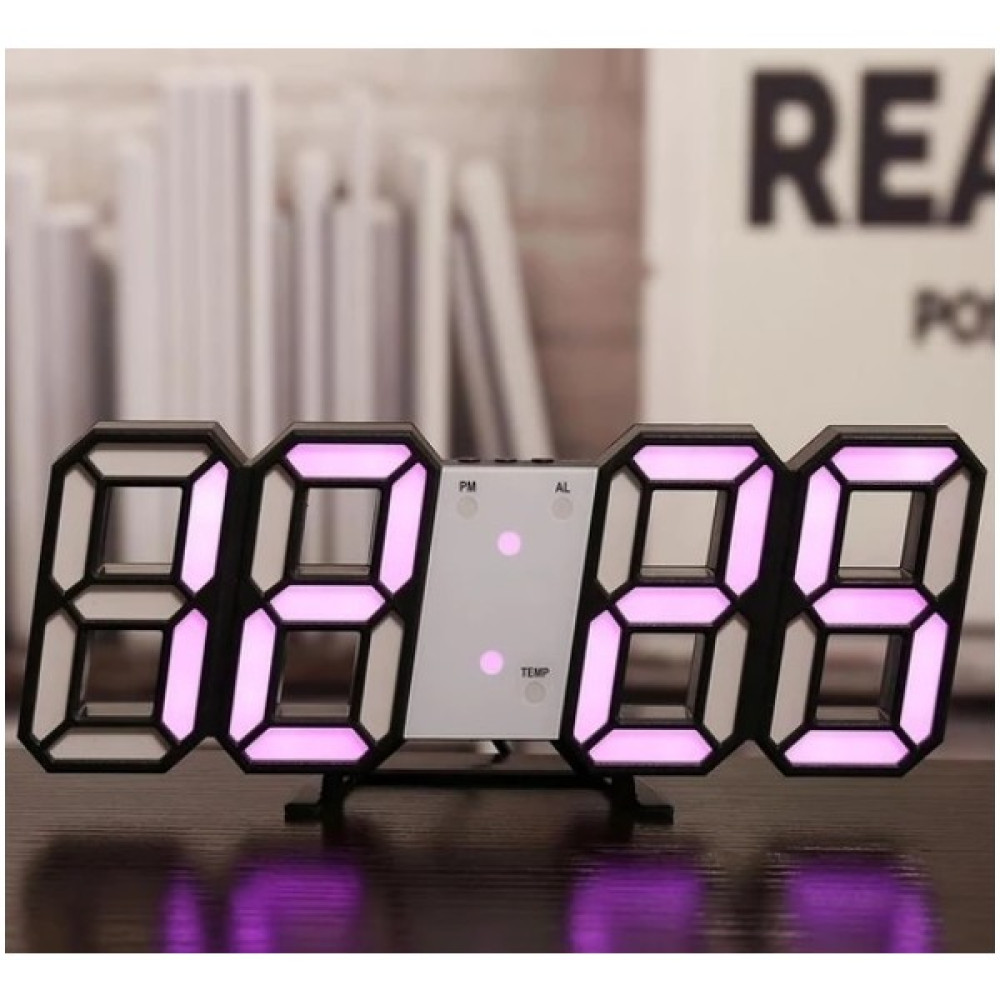 Netavantaj 3D LED Dijital Alarm ve Termometre Takvim Masa Duvar Saati - Pembe Masa Saati Fiyatı