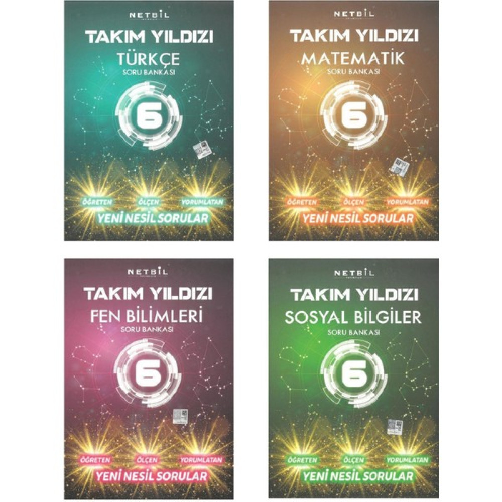 Netbil 6. Sınıf Takım Yıldızı 4lü Soru Bankası Seti (M-T-F-S) Kaynak Kitapları Fiyatı