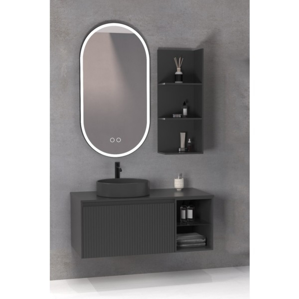 Netdeko Almonde 100 cm Antrasit Lavabolu Banyo Dolabı - Antrasit (Boy Dolap Hariç) Banyo Dolabı / Mobilyası Fiyatı
