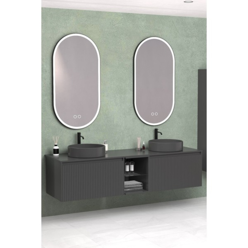 Netdeko Almonde Double 160 cm Antrasit Lavabolu Banyo Dolabı - Antrasit (Boy Dolap Hariç) Banyo Dolabı / Mobilyası Fiyatı