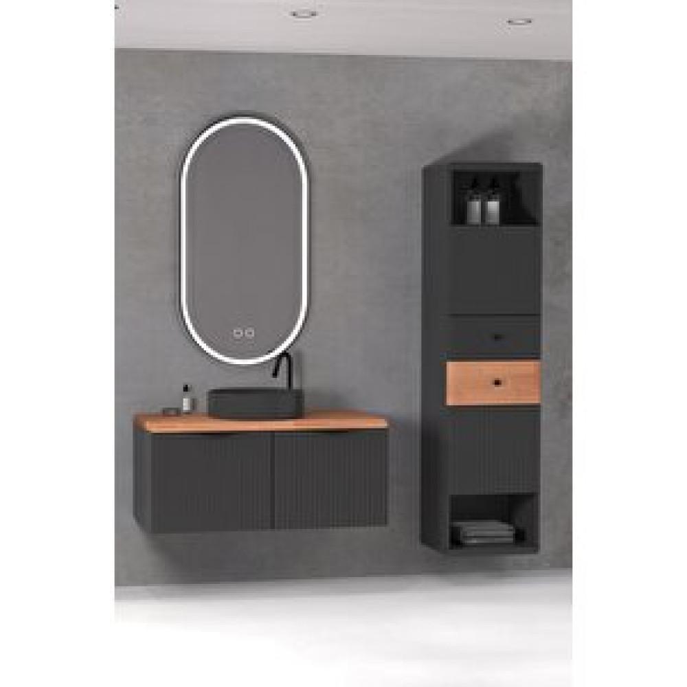 Netdeko Belissimo 100 Cm Antrasi̇t Lavabolu Banyo Dolabi  Antrasi̇t /  Kayin - Boy Dolap Ve Yan Üni̇te Modül Hari̇ç Banyo Dolabı / Mobilyası Fiyatı