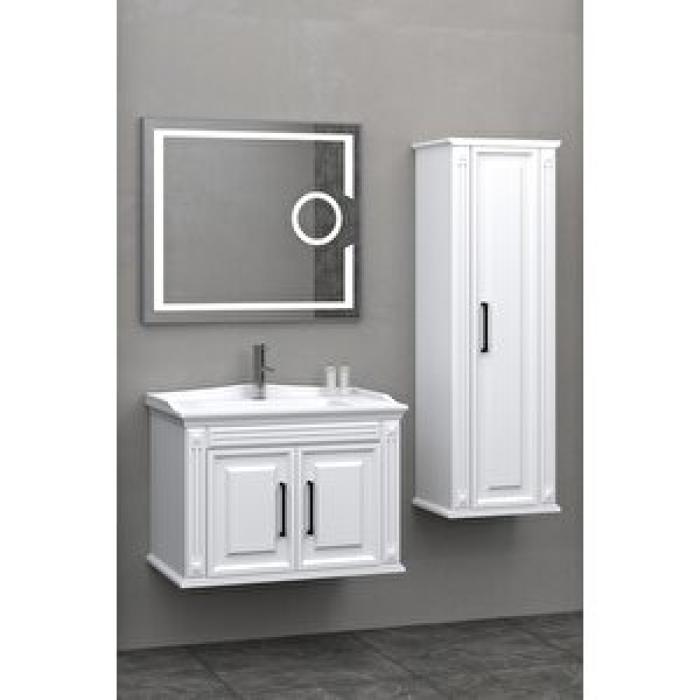 Netdeko Mi̇lano 80 Cm Banyo Dolabi Led Mercek Aynali Beyaz - Boy Dolap Dahi̇l Banyo Dolabı / Mobilyası Fiyatı