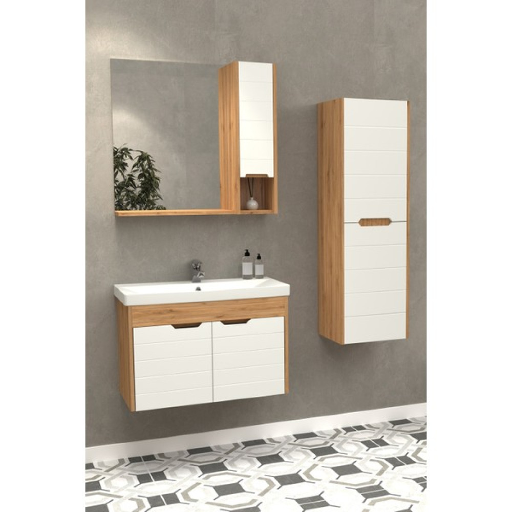 Netdeko Santana 80 cm Banyo Dolabı (Boy Dolabı Hariç) - Beyaz Banyo Dolabı / Mobilyası Fiyatı