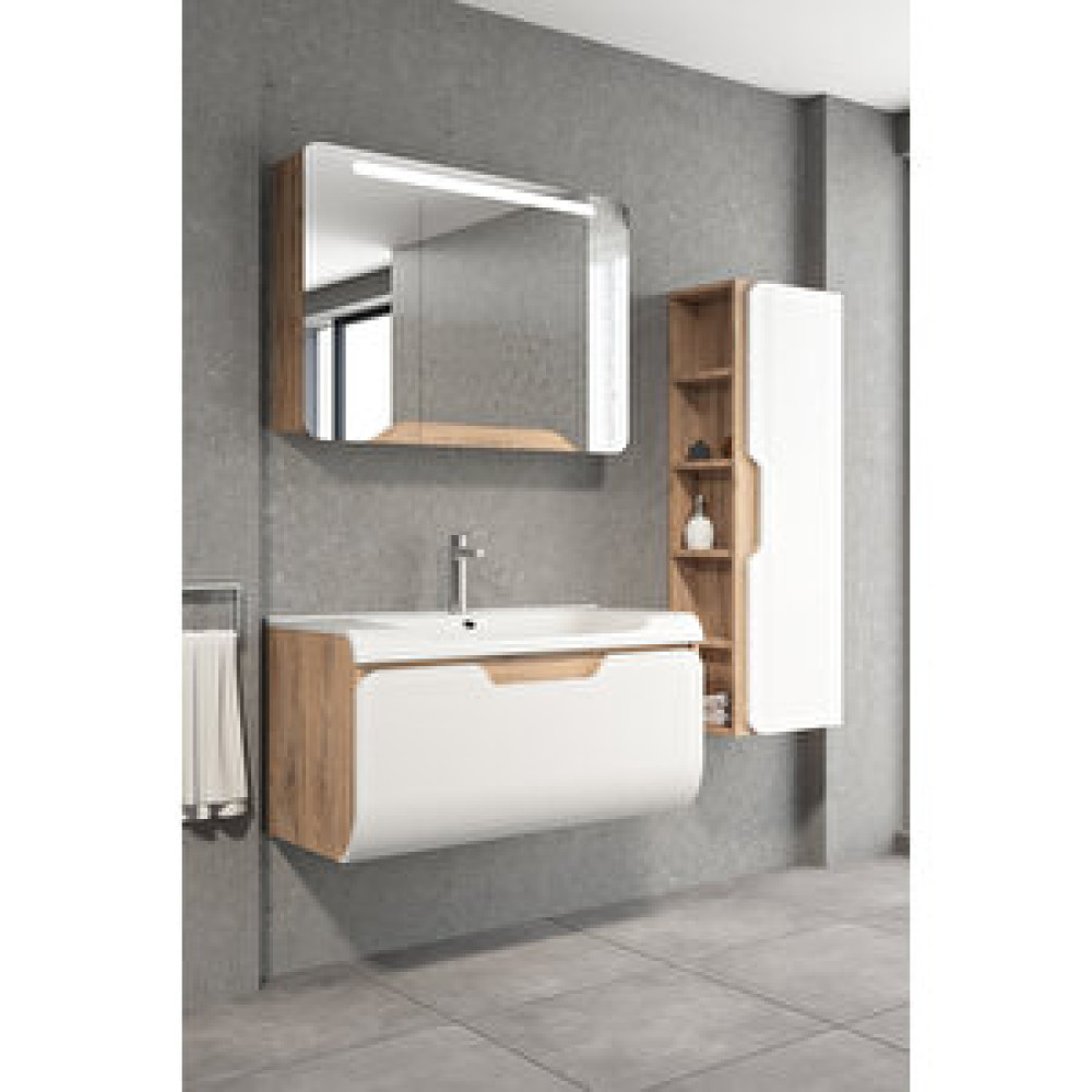 Netdeko Tales 100 Cm Banyo Dolabı Dorado/beyaz - Boy Dolap Hariç Banyo Dolabı / Mobilyası Fiyatı
