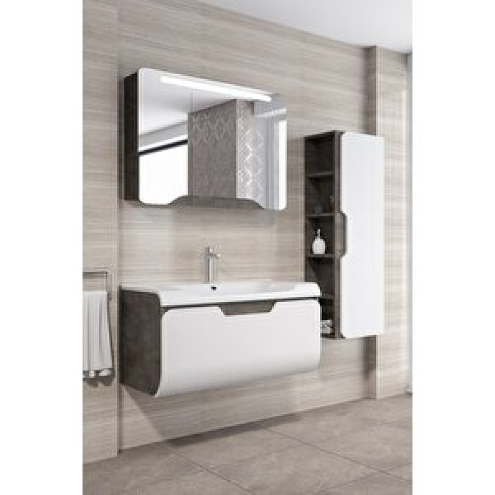 Netdeko Tales 100 Cm Banyo Dolabı Retro Gümüş / Beyaz - Boy Dolap Dahil Banyo Dolabı / Mobilyası Fiyatı