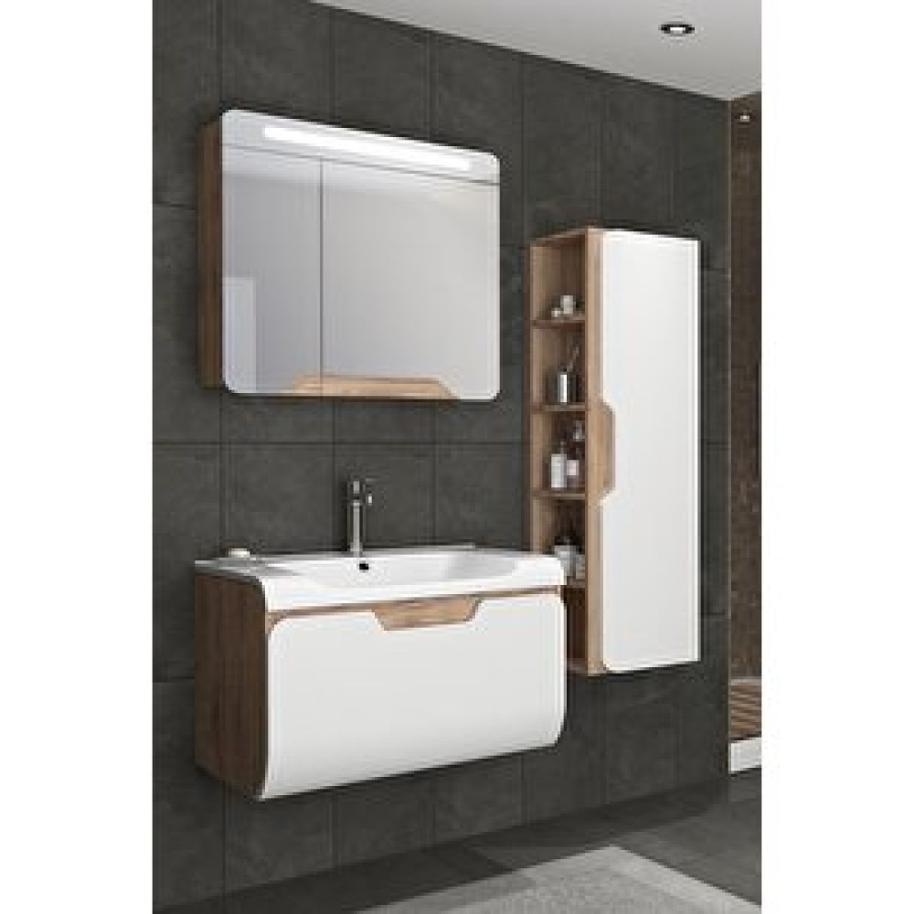 Netdeko Tales 80 Cm Banyo Dolabı-dorado/beyaz - Boy Dolap Hariç Banyo Dolabı / Mobilyası Fiyatı