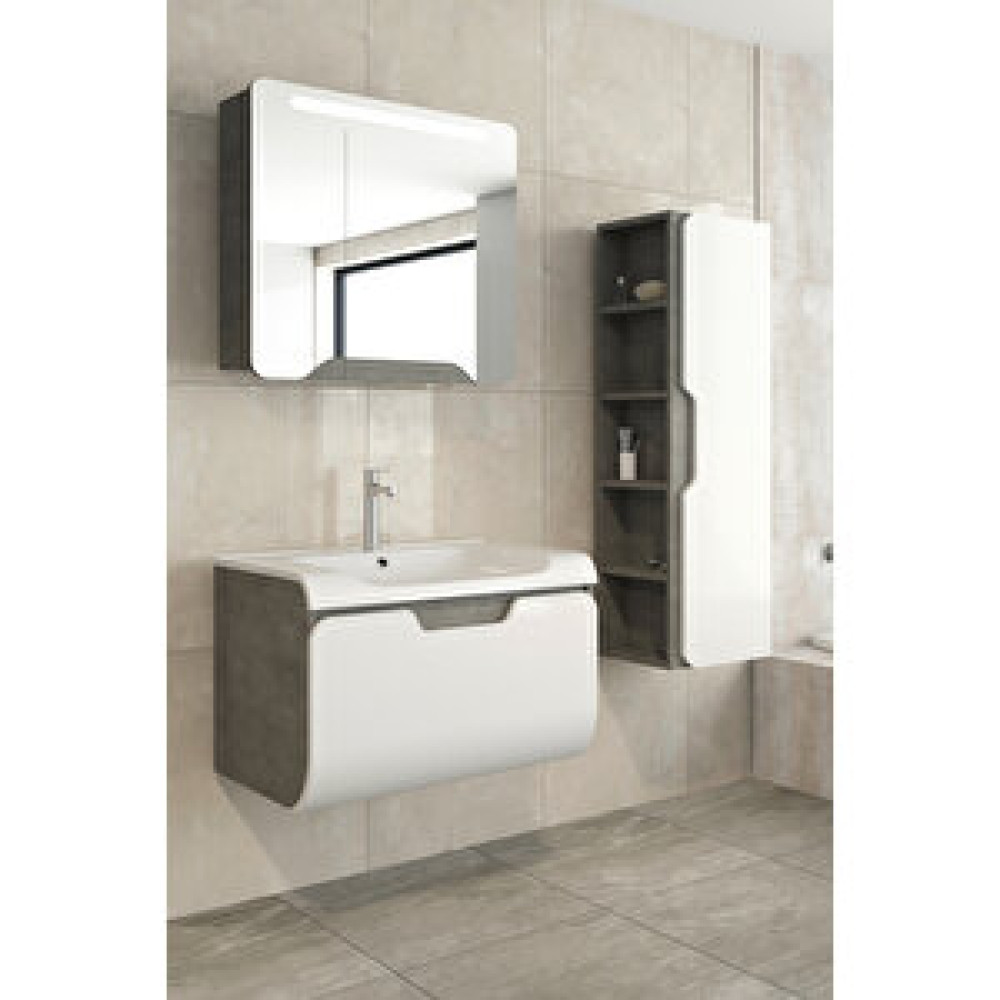 Netdeko Tales 80 Cm Banyo Dolabı Retro Gümüş / Beyaz - Boy Dolap Dahil Banyo Dolabı / Mobilyası Fiyatı