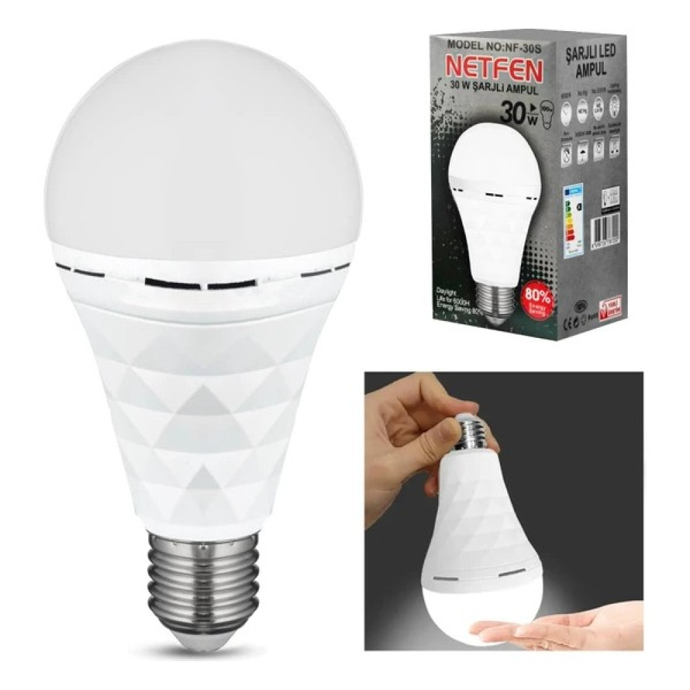 Netfen Enfago-Netfen Şarjlı LED Ampül 220V 30W Beyaz E27 Netfen NF-30S Elektrik ve Aydınlatma Fiyatı