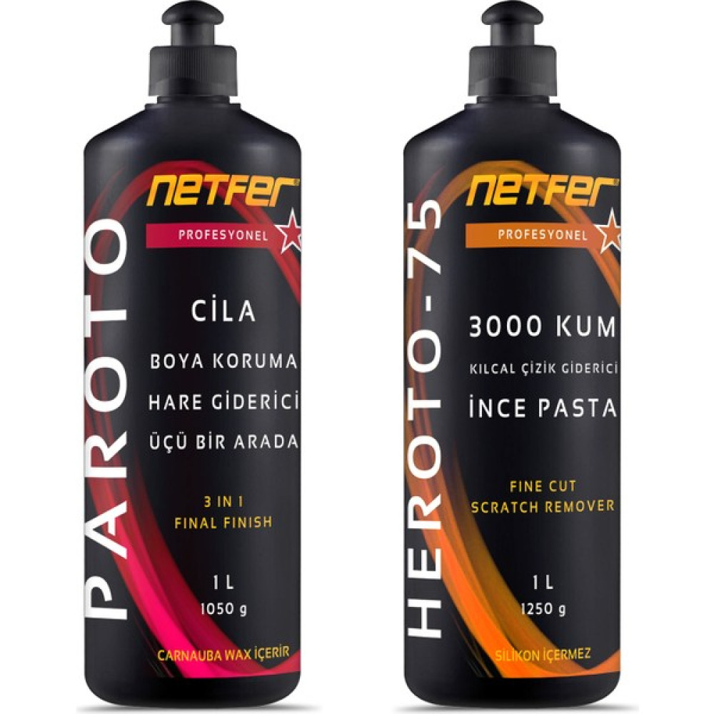 Netfer 2'li İnce Pasta Cila Set - 2x1 L Oto Çizik Giderici Fiyatı