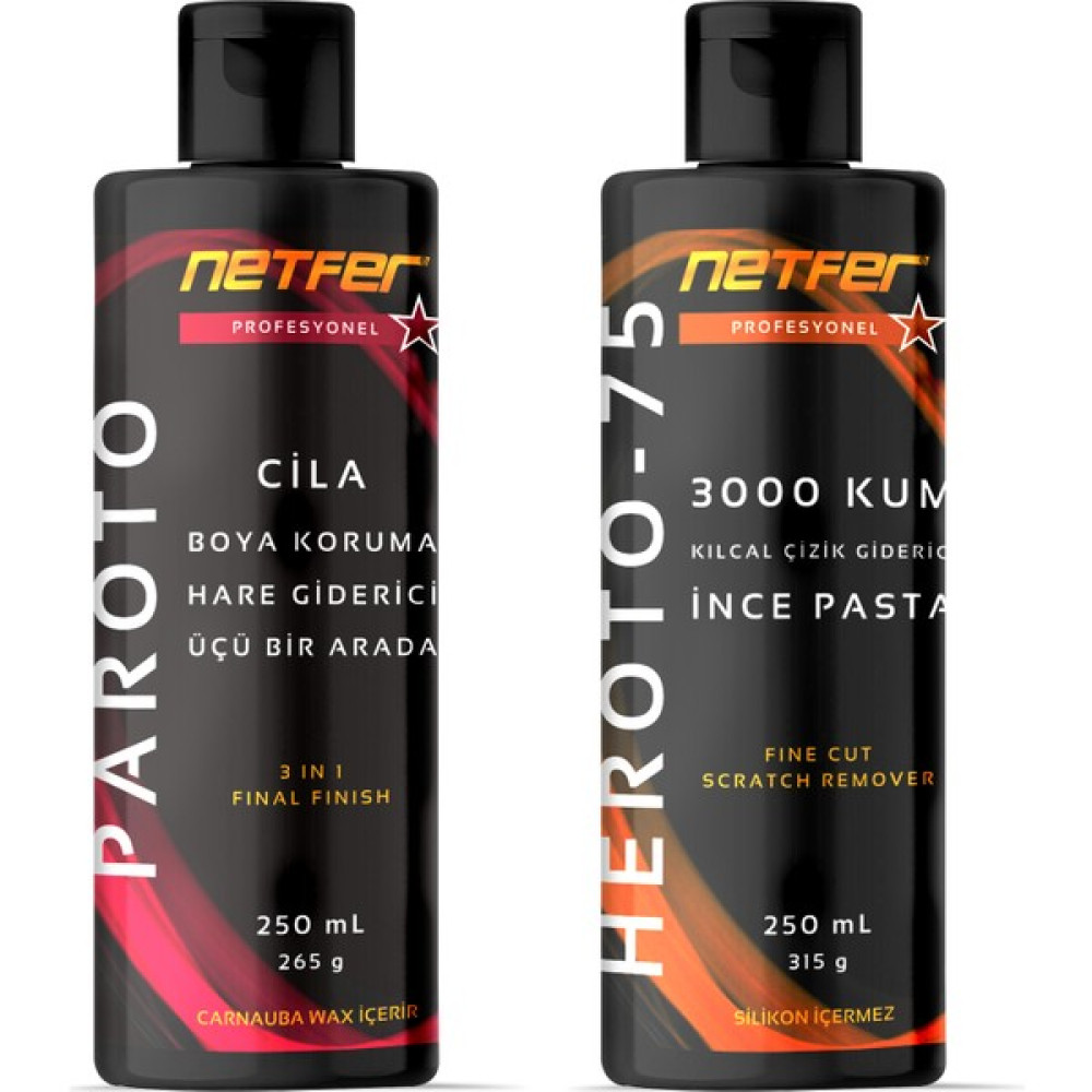 Netfer 2'li İnce Pasta Cila Set - 2x250 mL Oto Çizik Giderici Fiyatı