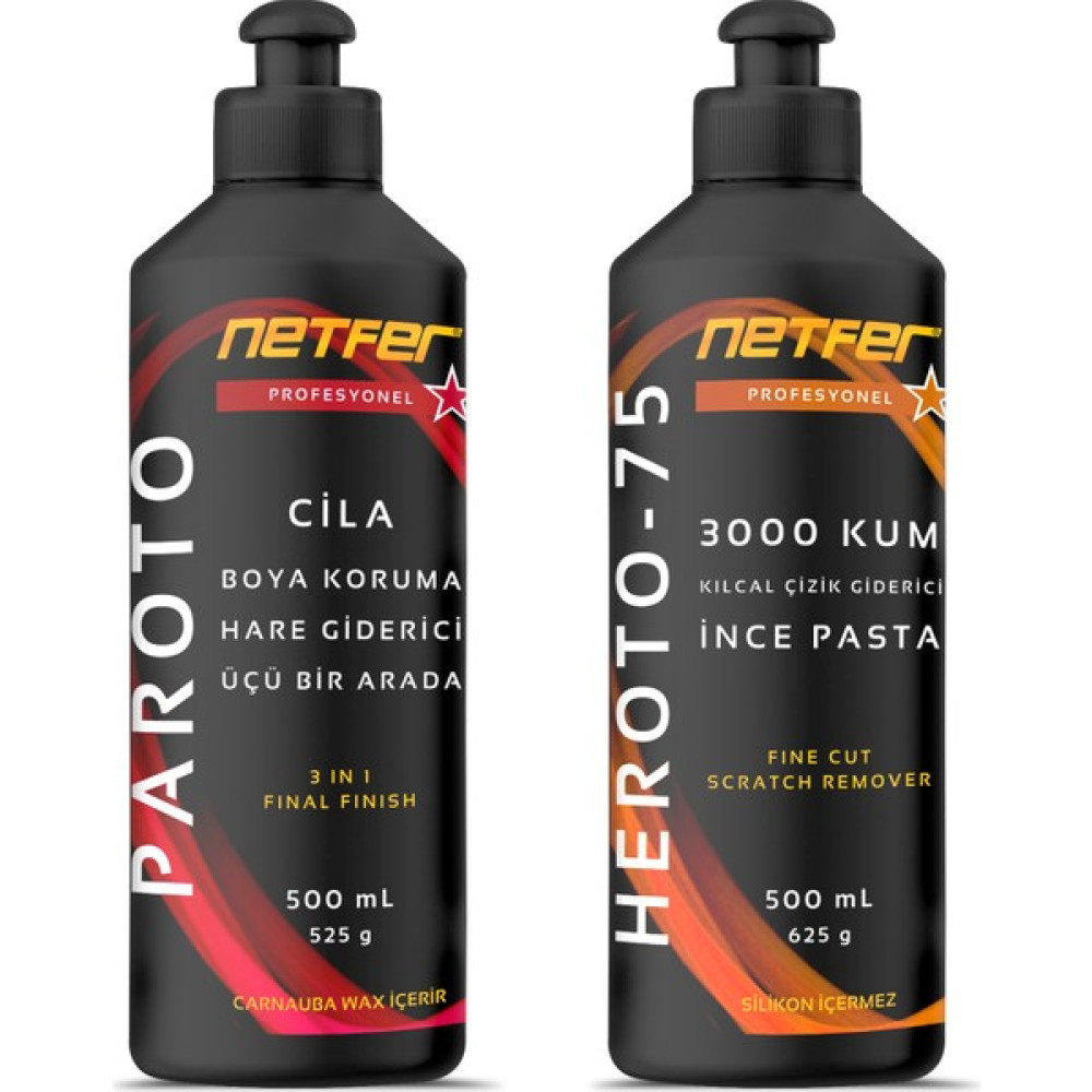 Netfer 2'li İnce Pasta Cila Set - 2x500 mL Oto Çizik Giderici Fiyatı