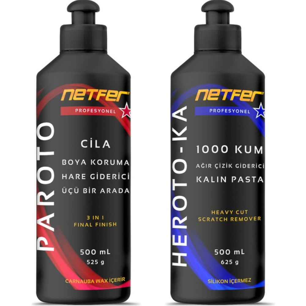 Netfer 2'li Kalın Pasta Cila Set - 2x500 mL Oto Çizik Giderici Fiyatı