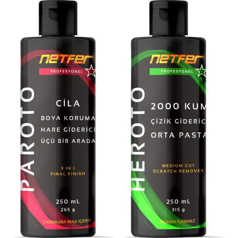 Netfer 2'li Orta Pasta Cila Set - 2x250 mL Oto Çizik Giderici Fiyatı