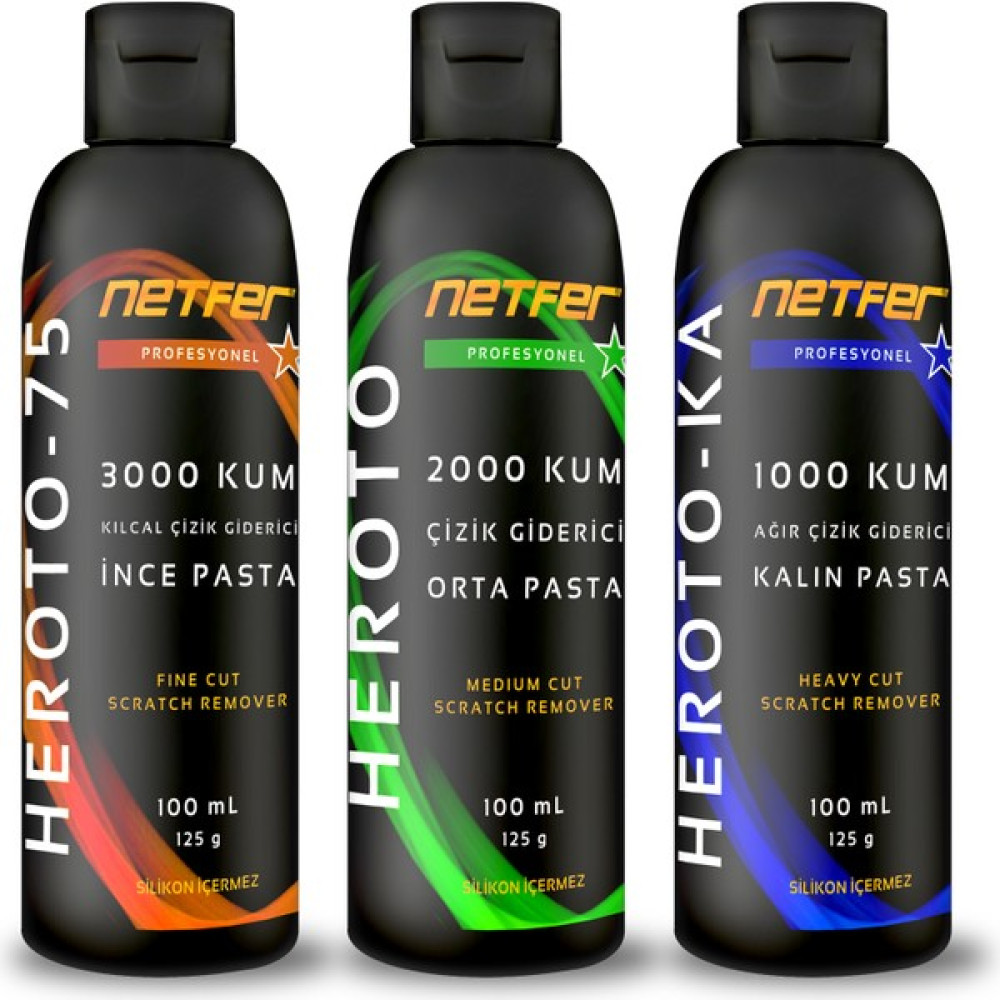Netfer 3'lü Çizik Giderici Pasta Set - 3x100 mL Oto Çizik Giderici Fiyatı