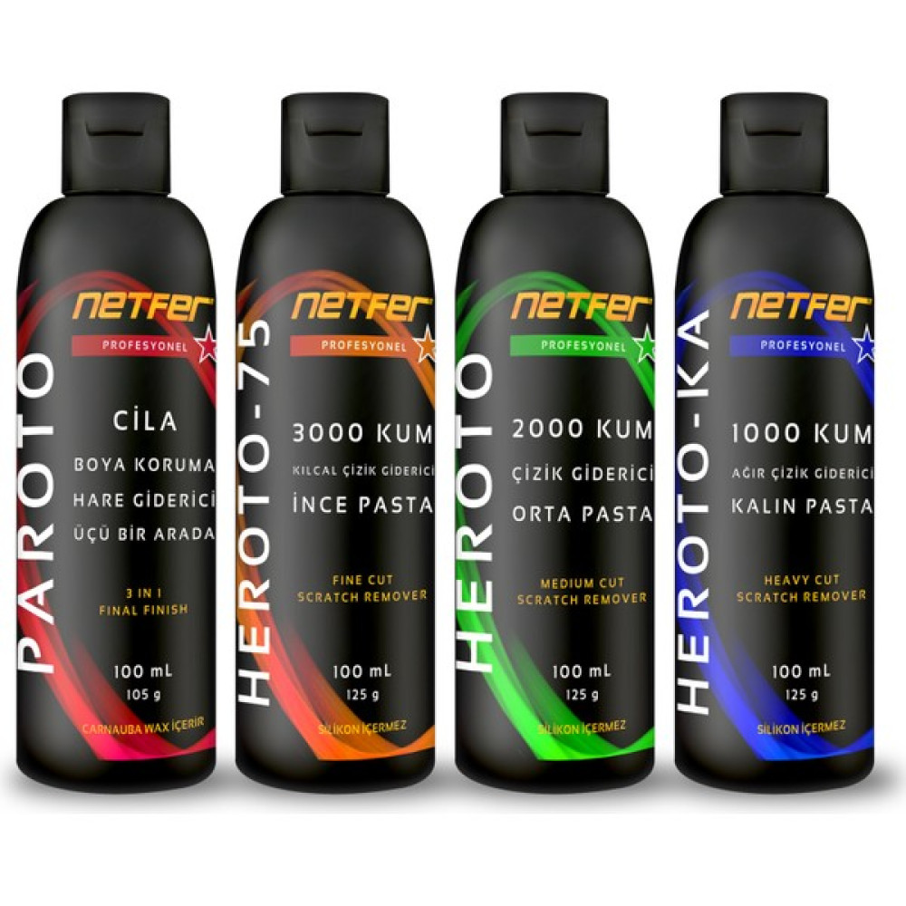 Netfer 4'lü Çizik Giderici Pasta Cila Set - 4x100 mL Oto Çizik Giderici Fiyatı