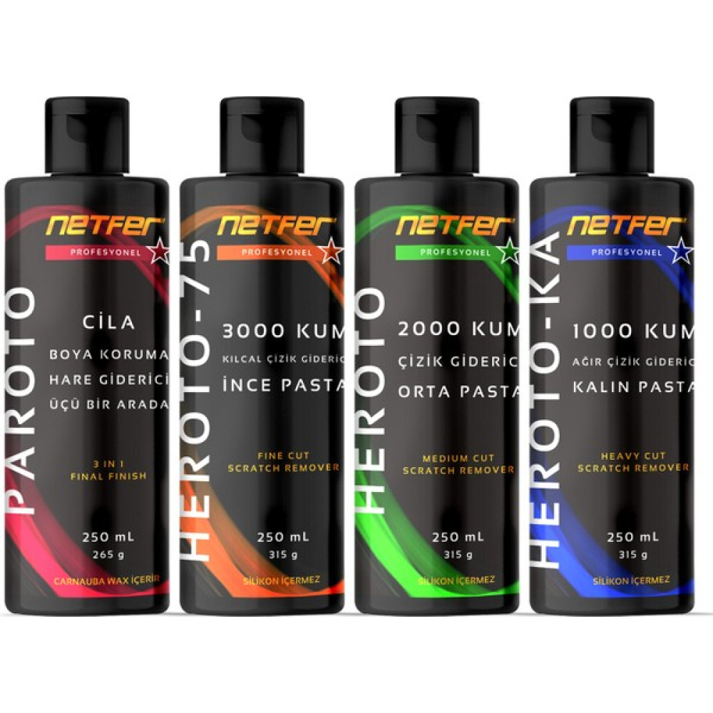 Netfer 4'lü Pasta Cila Set - 4x250 mL Oto Çizik Giderici Fiyatı