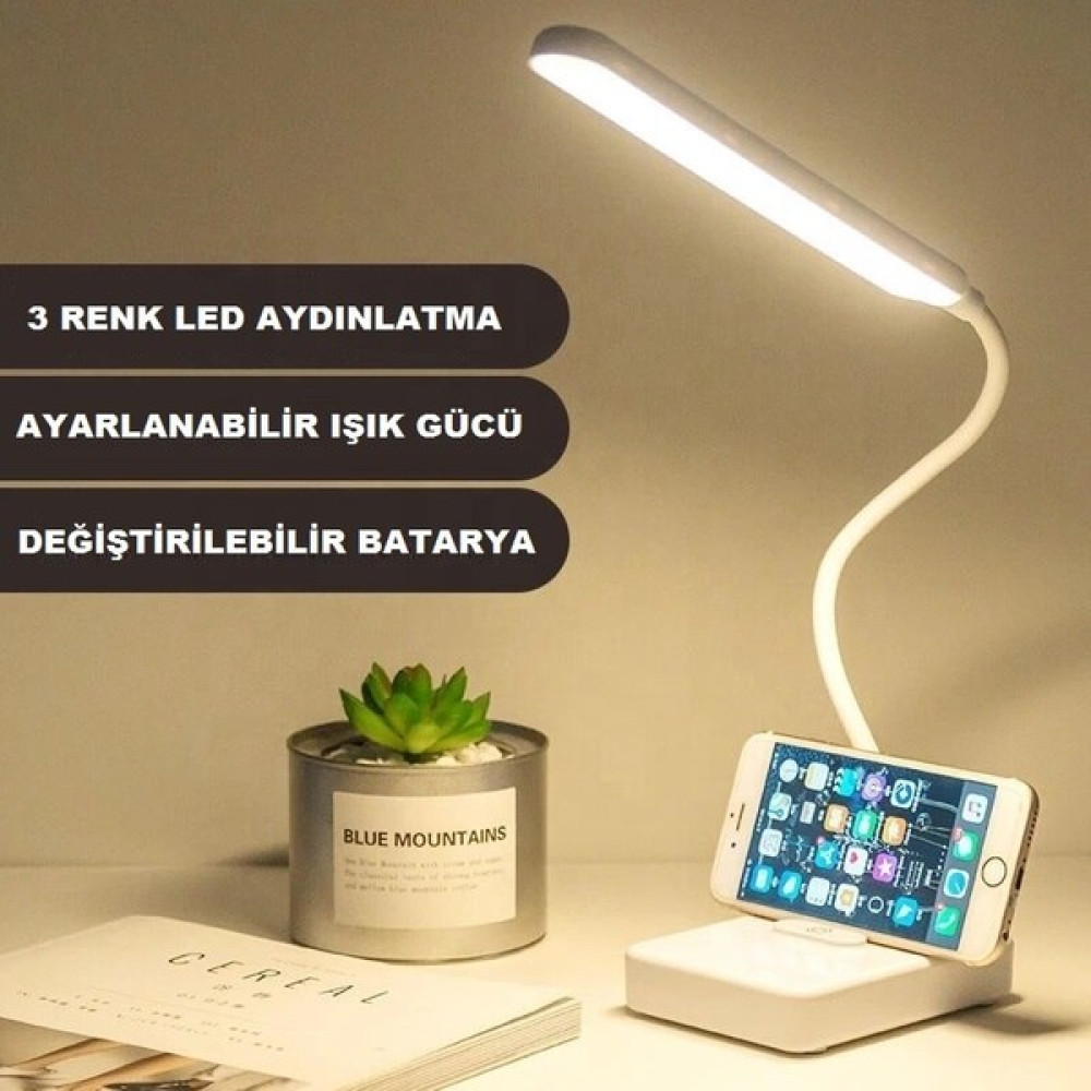 Netodak Ledli Dokunmatik Masa Lambası 3 Kademeli Akrobat Şarjlı ve USB Masa Lambası Katlanabilir 30 Ledli Masa Lambası - Beyaz Masa Lambası Fiyatı