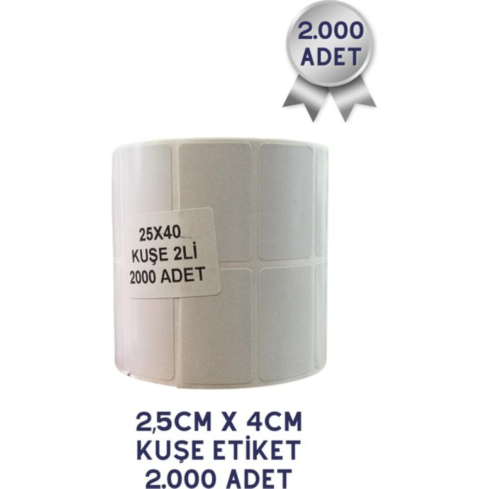 Netsan Etiket 25X40MM 2'li Kuşe Barkod Etiketi 2000 Adet Barkod Okuyucular Fiyatı