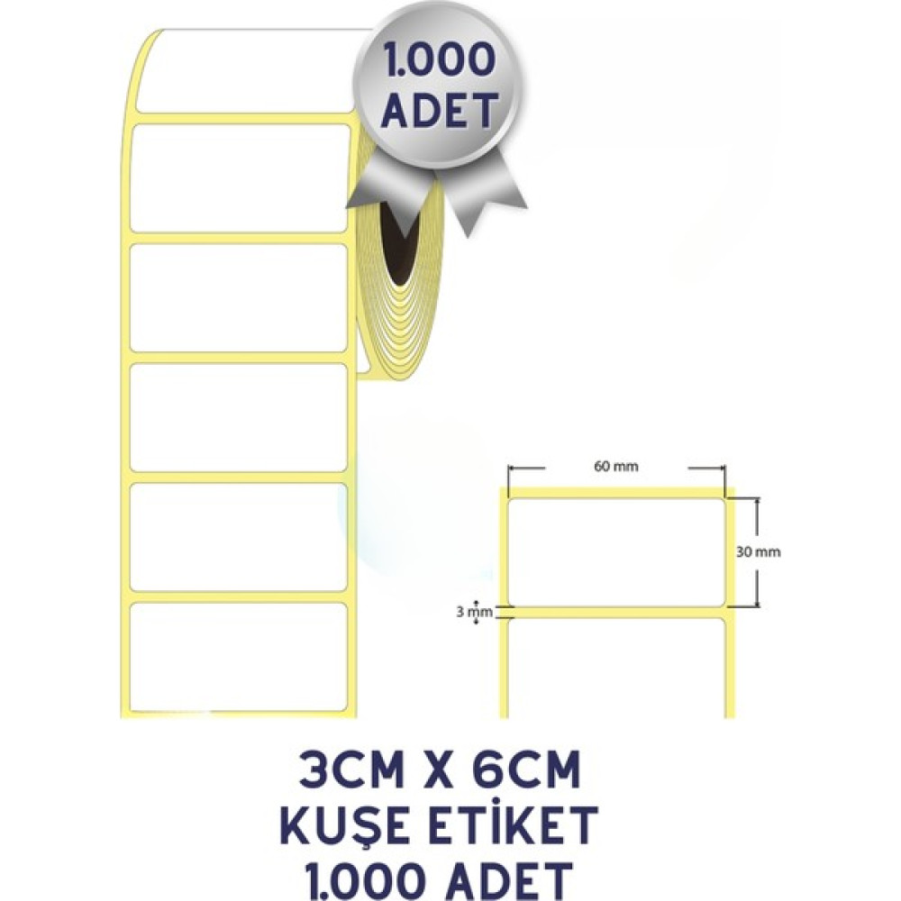 Netsan Etiket 30X60MM Kuşe Barkod Etiketi 1000 Adet Barkod Okuyucular Fiyatı