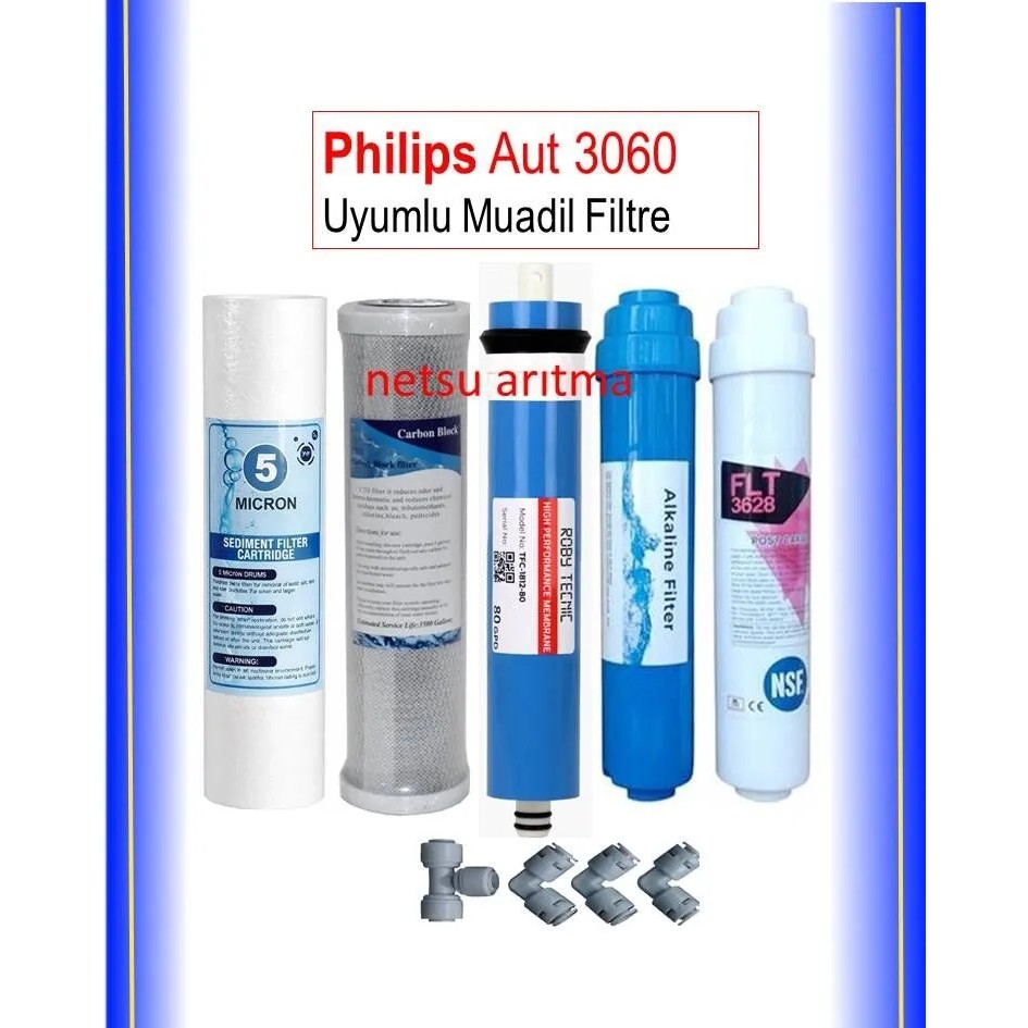 Netsu Philips Aut 3060 Uyumlu,Su Arıtma Filtresi,5'li Filtre Seti. Diğer Fiyatı