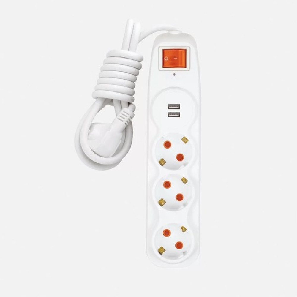 Nettekaçmaz 2 USB Girişli Çocuk Korumalı 3'lü Anahtarlı Akım Korumalı Topraklı Grup Priz Prizler Fiyatı