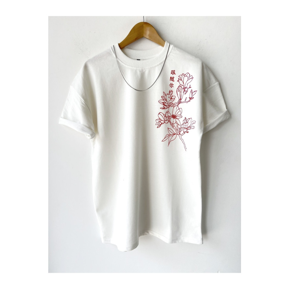 NETTENSTORE Baskılı Oversize Unisex Bisiklet Yaka T-shirt S Beden Bayan T-shirt Fiyatı