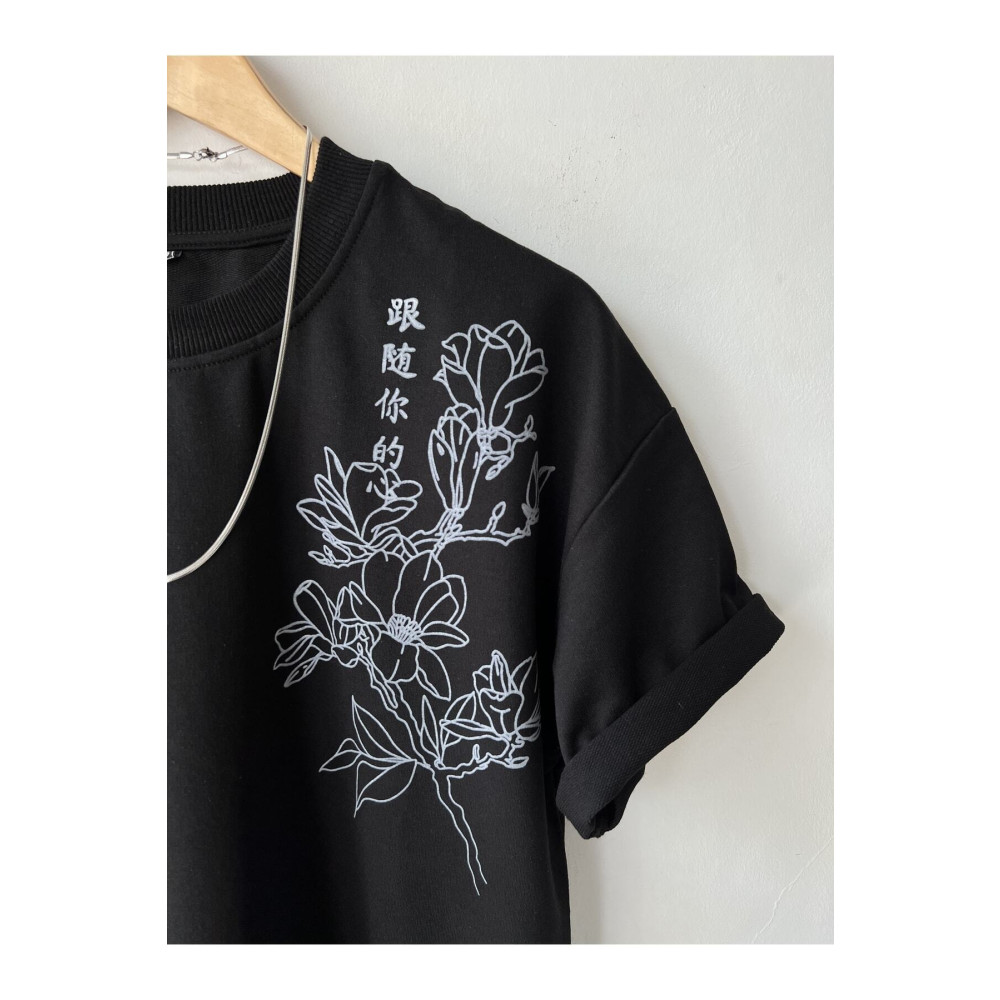 NETTENSTORE Baskılı Oversize Unisex Bisiklet Yaka T-shirt XL Beden Bayan T-shirt Fiyatı