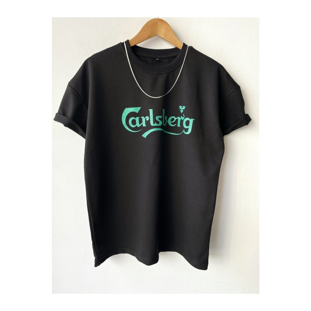 NETTENSTORE Erkek Oversize Calsberg Baskılı Bisiklet Yaka T-shirt XL Beden Bayan T-shirt Fiyatı