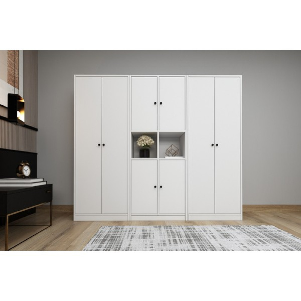 Nettrends 4 Kapili Askilikli Rafli Giysi Dolabi Gardrop Beyaz 200 cm G-YD-1064-Ç Gardrop & Dolap Fiyatı