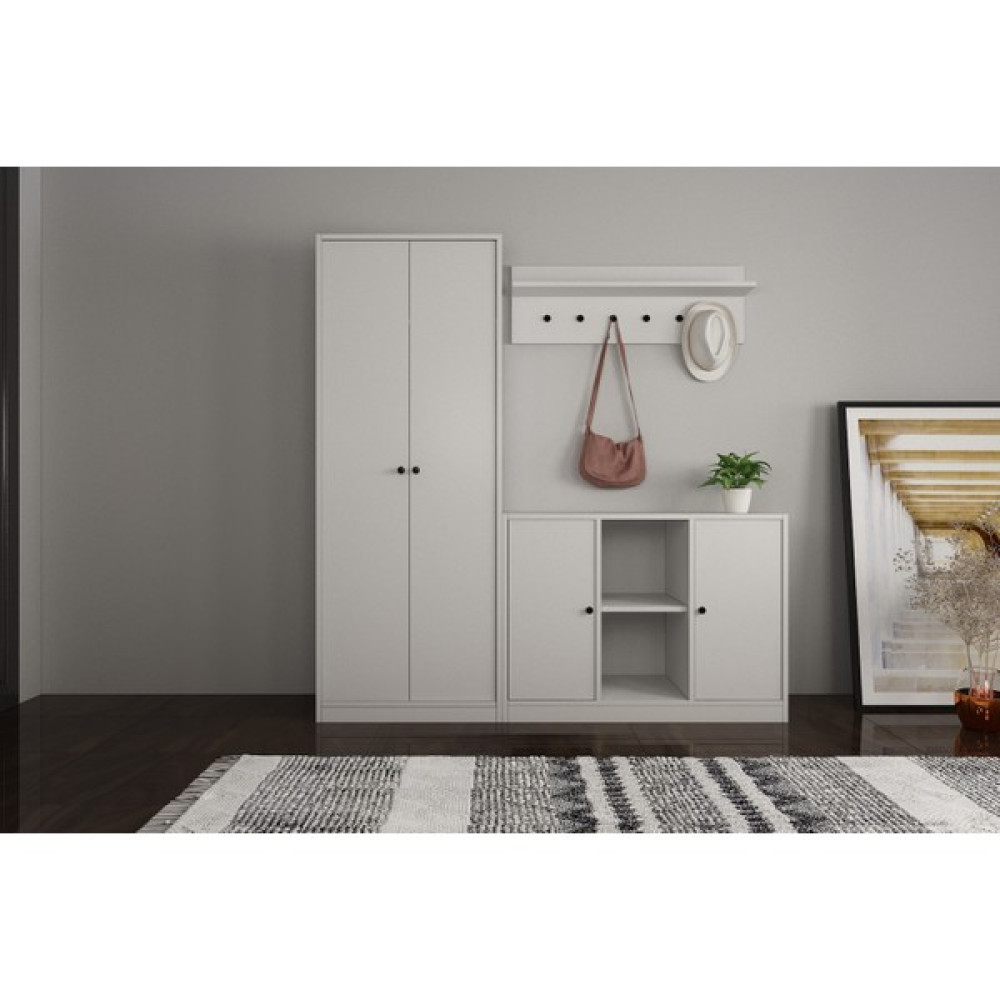 Nettrends Dolaplı Askılıklı Raflı Beyaz Vestiyer Çıtasızı 162 cm VST-1082-Ç Portmanto Fiyatı
