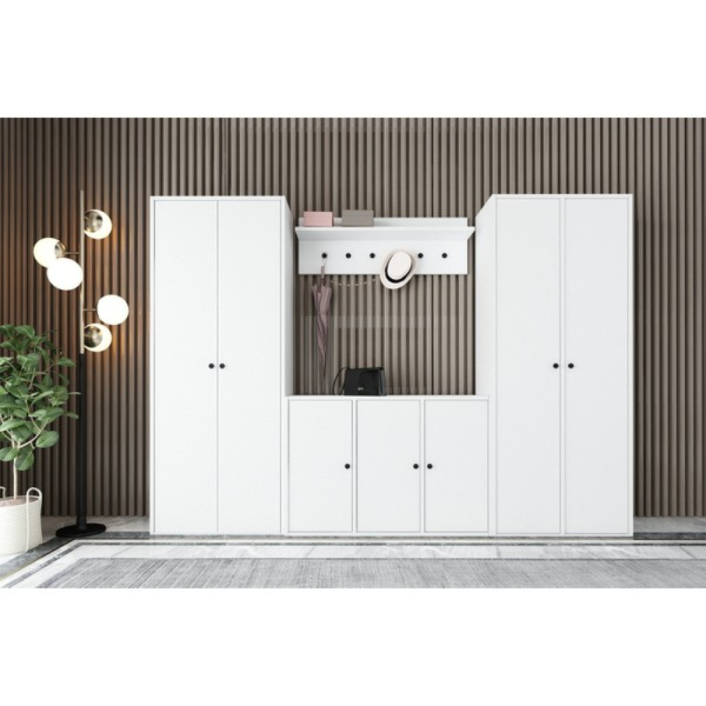 Nettrends Dolapli Askilikli Vestiyer Beyaz 230 cm VST-1039-Ç Portmanto Fiyatı