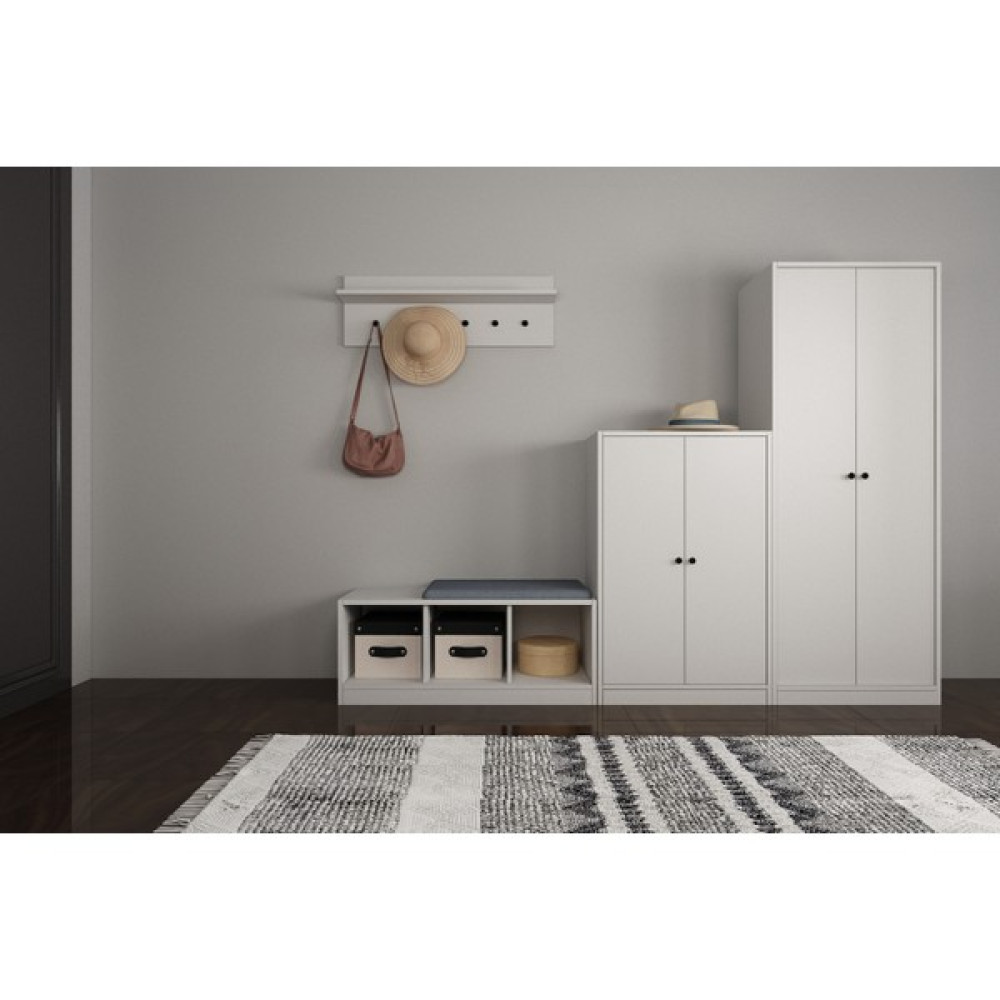 Nettrends Dolaplı Puflu Raflı Askılıklı Beyaz Vestiyer Çıtasız 228 cm VST-1111-Ç Portmanto Fiyatı