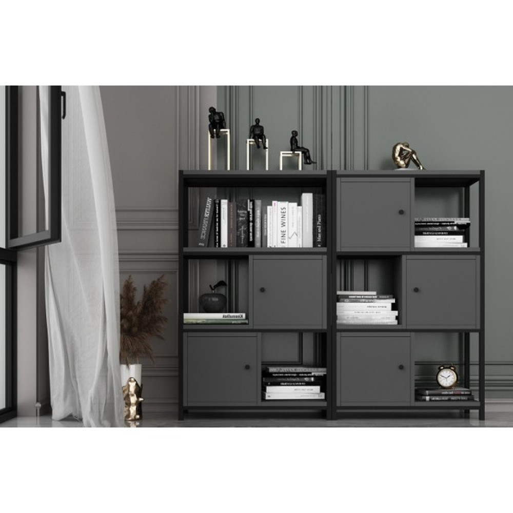 Nettrends Raflı Üç Katlı Dolaplı Metal Kitaplık Antrasit 138 cm MTL-KTP-1079-A Kitaplık Fiyatı