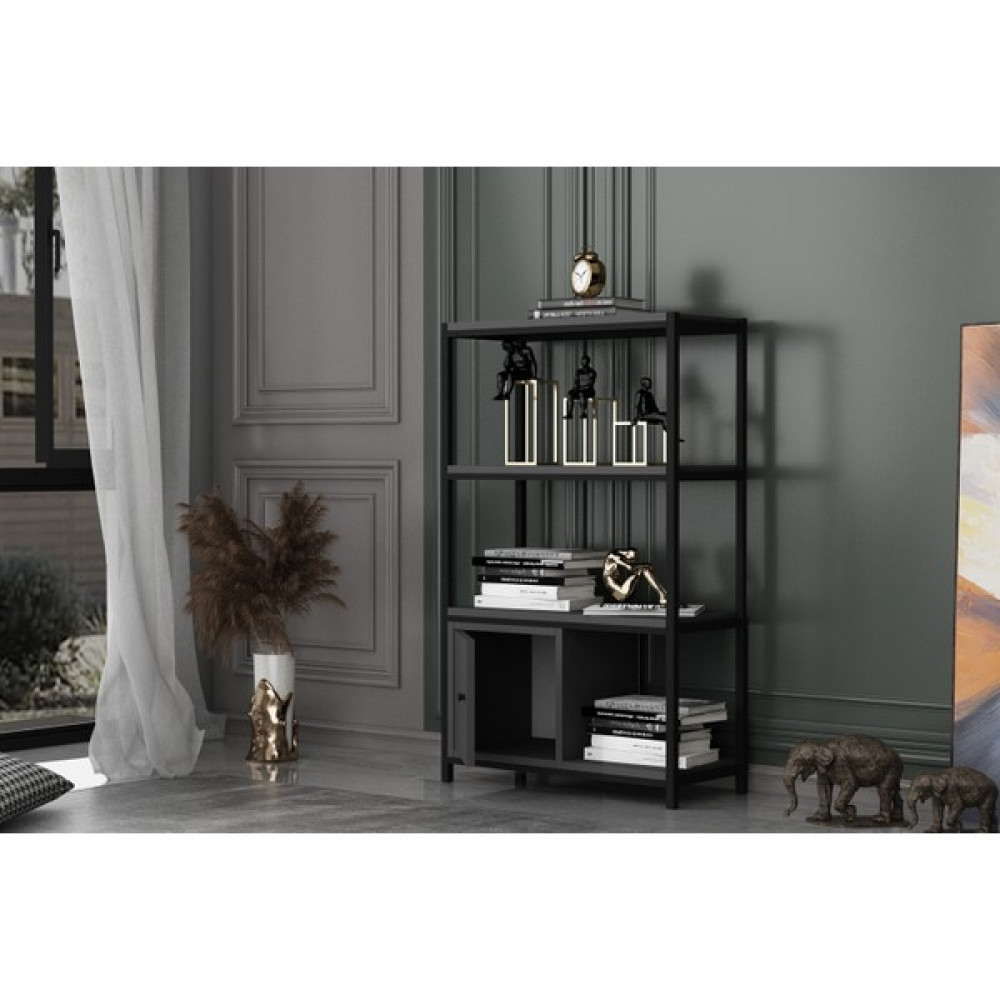 Nettrends Raflı Üç Katlı Dolaplı Metal Kitaplık Antrasit 69 cm MTL-KTP-1040-A Kitaplık Fiyatı