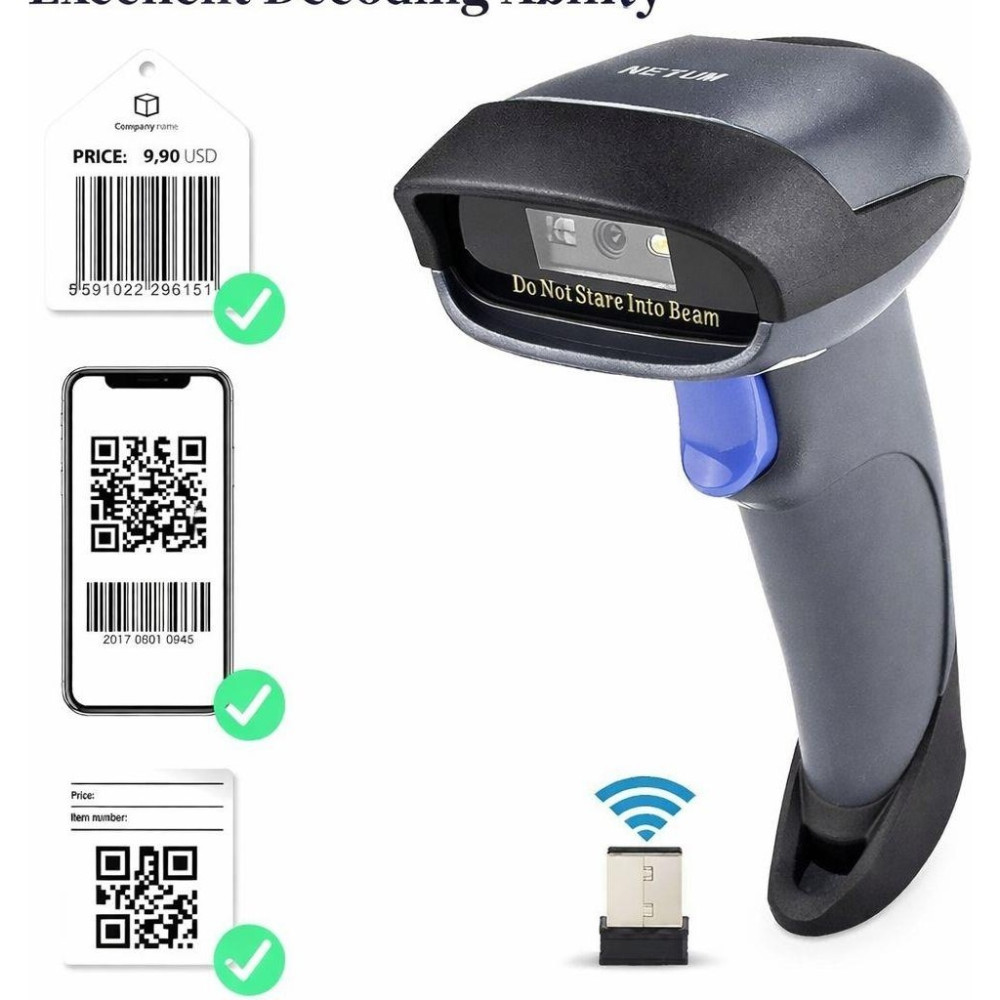 Netum M8 Pro 2d 1d Qr Kod Karekod Eczane Aşı Kablosuz Barkod Okuyucu Üst Kalite - Kablolu - Siyah Barkod Okuyucular Fiyatı