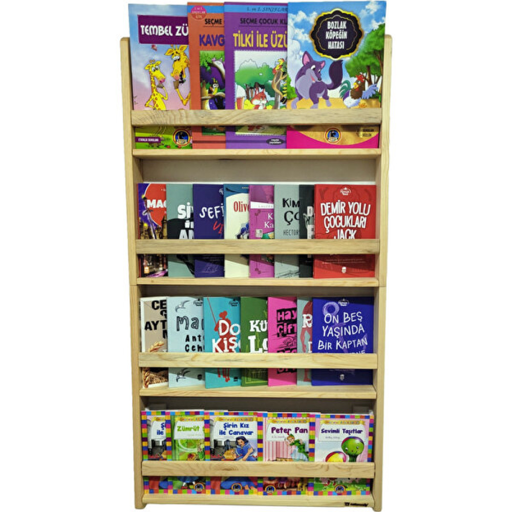 Netwoody Ahşap Montessori Eğitici Çocuk Odası Kitaplık Rafı Duvara Monte 4 Bölmeli 100 cm x 53 cm x 8 cm Kitaplık Fiyatı