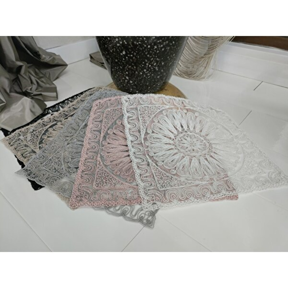 Neu Bella Home Neubella Home Amerikan Servis Özel Nakış Tasarım Supla Güneş Masa Ve Sunum Takımı Çeyizlik Gri - 40 x 40 cm Amerikan Servis Fiyatı