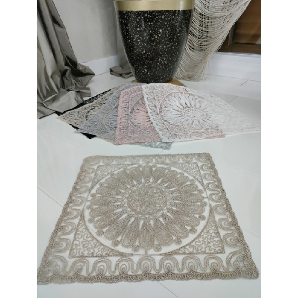 Neu Bella Home Neubella Home Amerikan Servis Özel Nakış Tasarım Supla Güneş Masa Ve Sunum Takımı Çeyizlik Kapiçino - 40 x 40 cm - Sütlü Kahve Amerikan Servis Fiyatı