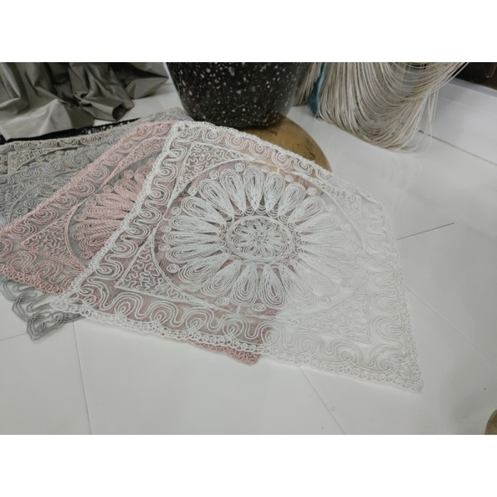 Neu Bella Home Neubella Home Amerikan Servis Özel Nakış Tasarım Supla Güneş Masa Ve Sunum Takımı Çeyizlik Krem - 40 x 40 cm - Açık Krem Amerikan Servis Fiyatı