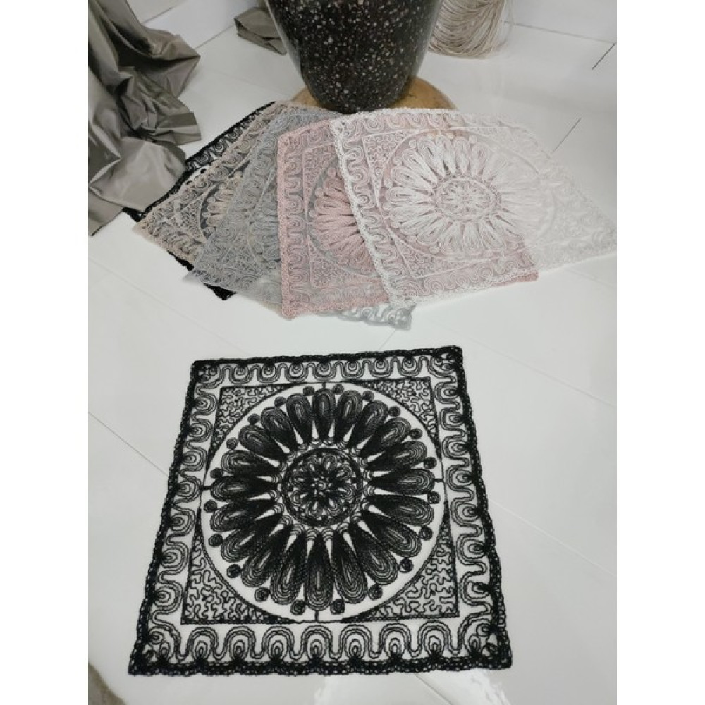 Neu Bella Home Neubella Home Amerikan Servis Özel Nakış Tasarım Supla Güneş Masa Ve Sunum Takımı Çeyizlik Siyah - 40 x 40 cm Amerikan Servis Fiyatı
