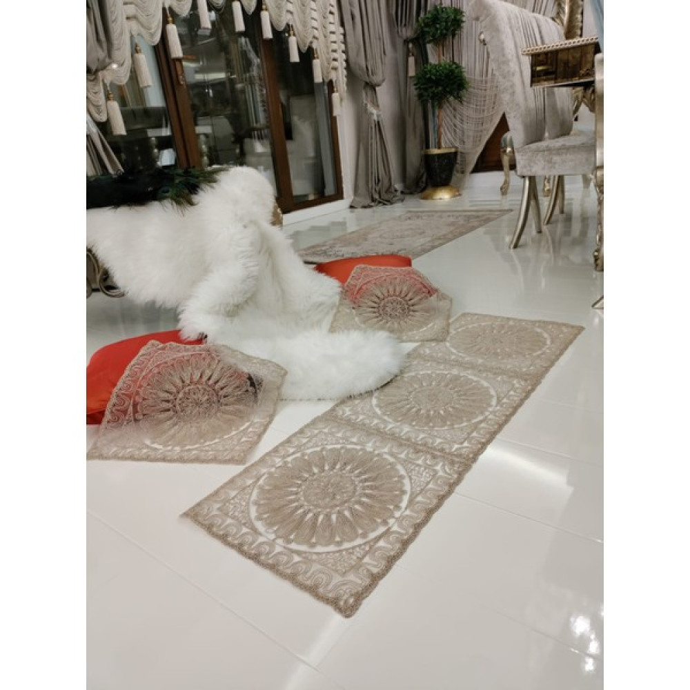 Neu Bella Home Neubella Home Amerikan Servis Supla Ve Runner Seti 6 Kişilik Güneş Set Masa Ve Sunum Takımı Çeyizlik Kapiçino - 110 x 40 cm Amerikan Servis Fiyatı