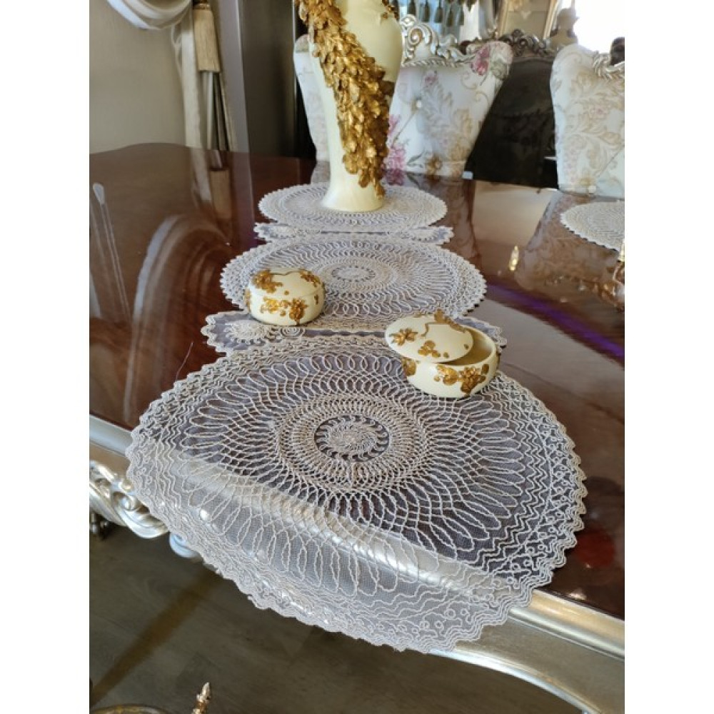 Neu Bella Home Neubella Home Amerikan Servis Supla Ve Runner Seti 6 Kişilik Örümcek Ağı Set Masa Ve Sunum Takımı Çeyizlik Kapiçino - 110 x 40 cm Amerikan Servis Fiyatı