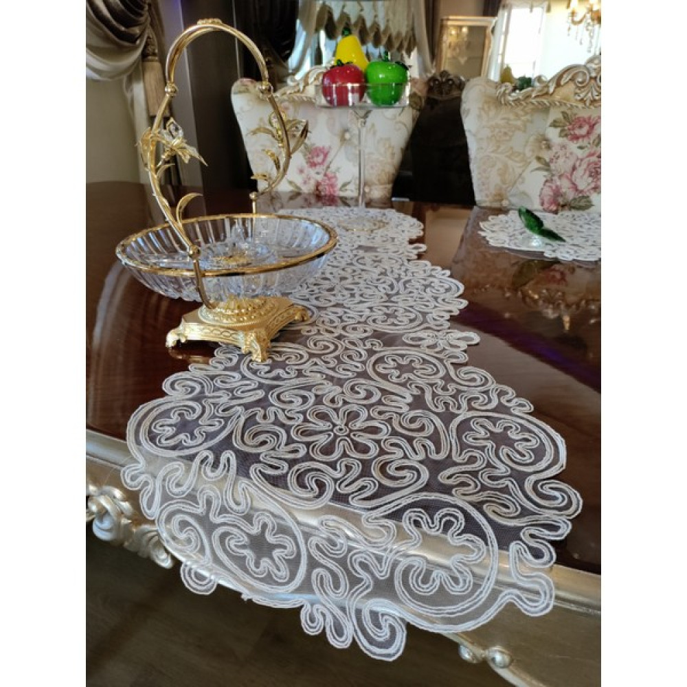 Neu Bella Home Neubella Home Amerikan Servis Supla Ve Runner Seti 6 Kişilik Sarmaşık Set Masa Ve Sunum Takımı Çeyizlik Krem - 110 x 40 cm - Açık Krem Amerikan Servis Fiyatı