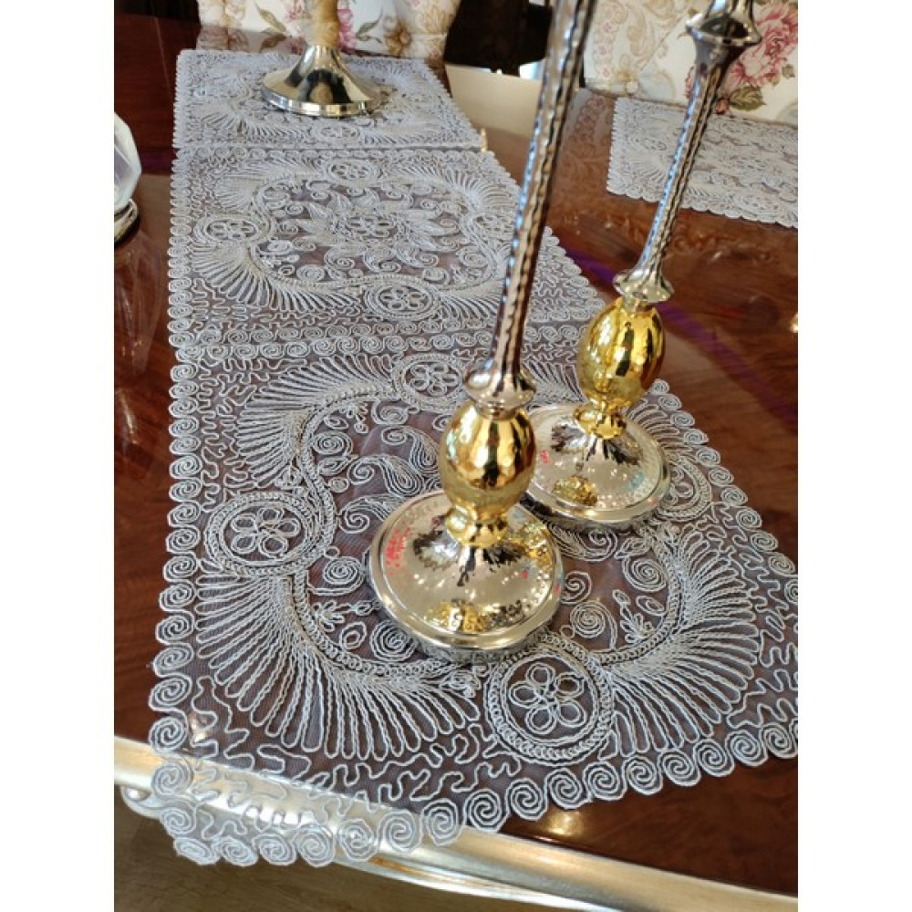 Neu Bella Home Neubella Home Amerikan Servis Tasarım Supla Ve Runner Seti 6 Kişilik Girdap Set Masa Ve Sunum Takımı Çeyizlik Gri - 110 x 40 cm Amerikan Servis Fiyatı