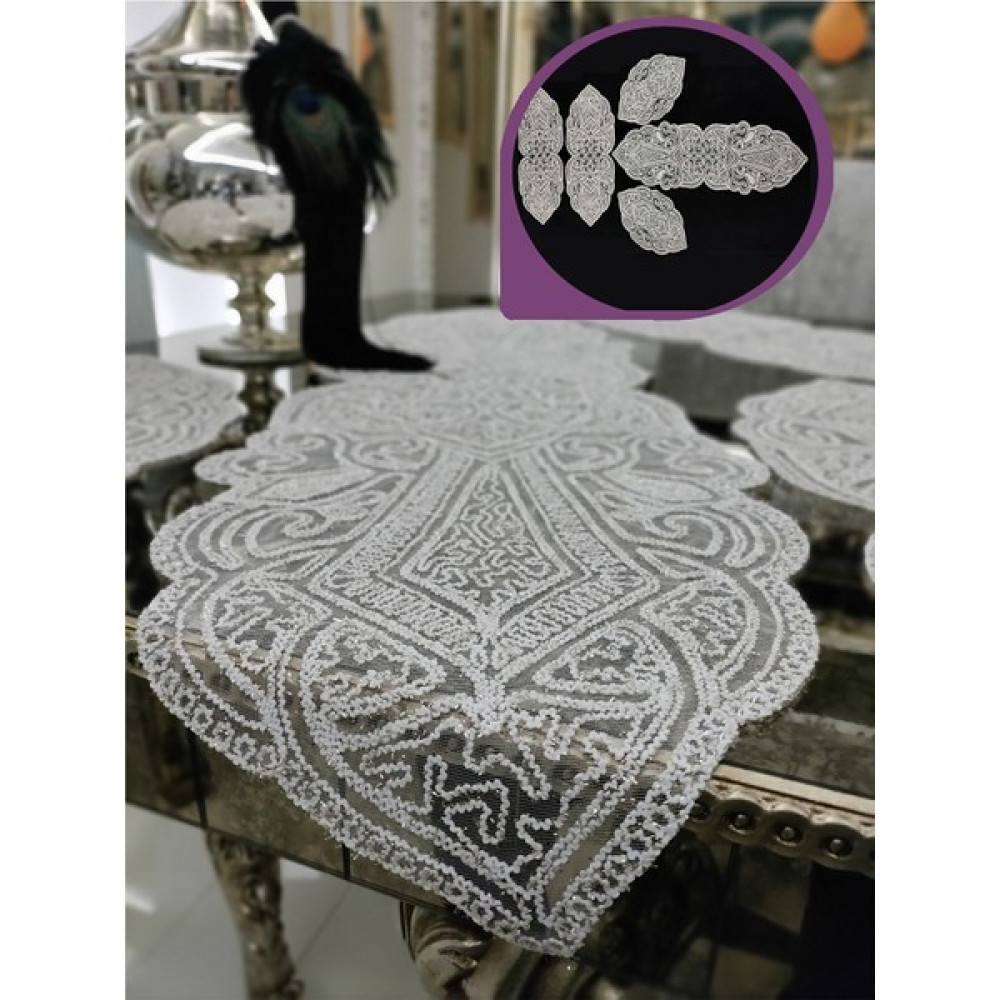 Neu Bella Home Neubella Home Osmanlı Fransız Güpürlü 5 Parça Salon Takımı Çeyizlik Simli Yatak Odası Tekstili & Çeyiz Seti Fiyatı