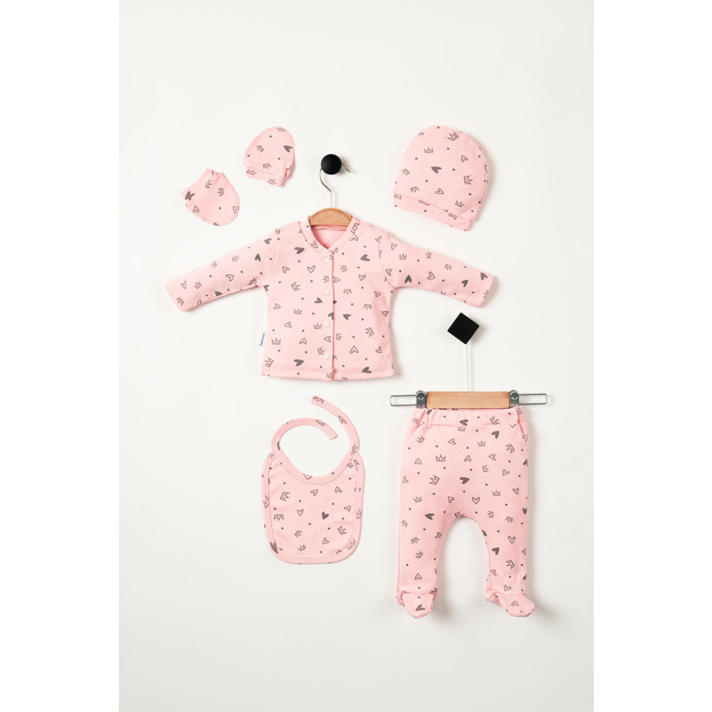 NEU KIDS Hastane Çıkış Seti Penye 5li Set Yenidoğan Kıyafetleri Sevimli Baskılı %100 Pamuk - Hediye Paketli Yeni Doğan Beden Bebek Hastane Çıkışı Fiyatı