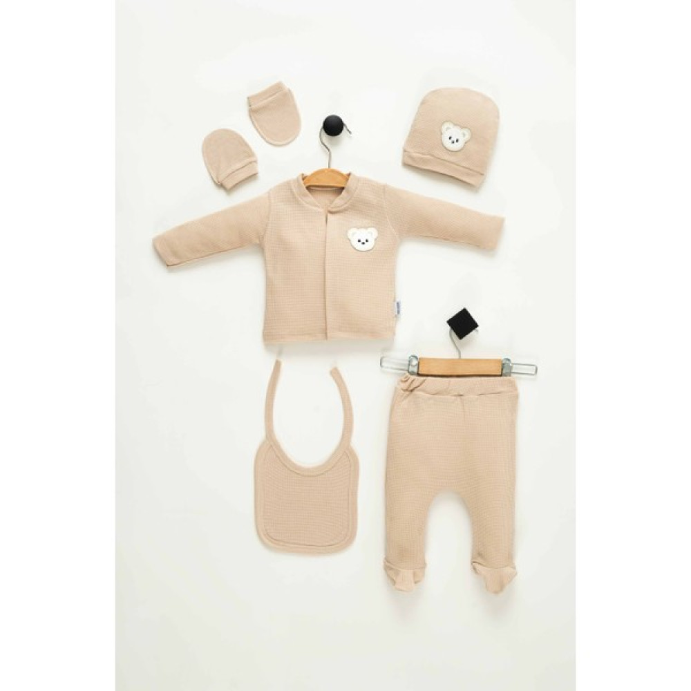 NEU KIDS Hastane Çıkışı 100% Pamuk Ayıcık Süzene Nakışlı Yenidoğan 5li Set Bebek Kıyafeti Bebek Hastane Çıkışı Fiyatı