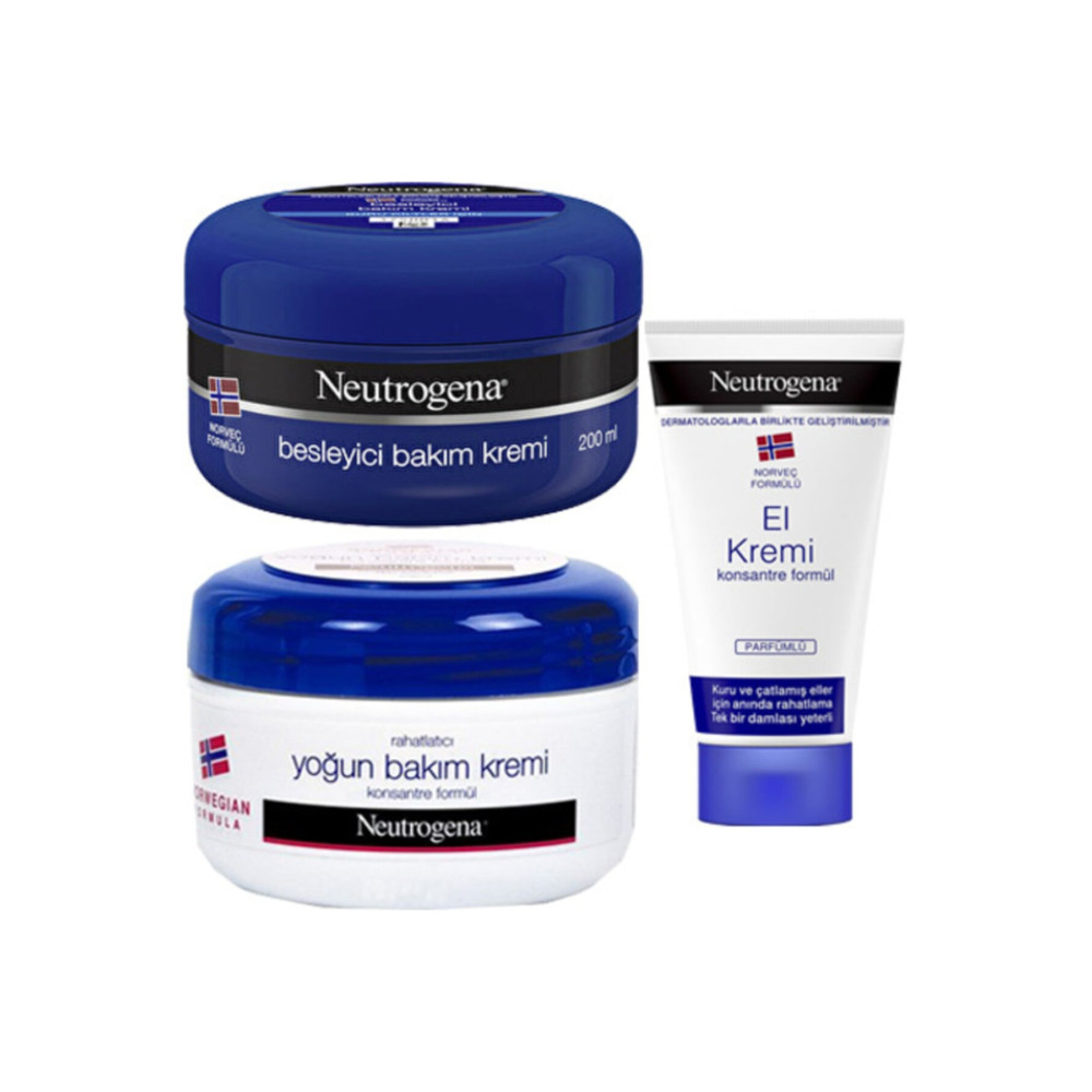 Neutrogena Besleyici Bakım Kremi + Yoğun Bakım Kremi 200+200 ml + El Kremi Parfümlü 50 ml El Bakımı Fiyatı